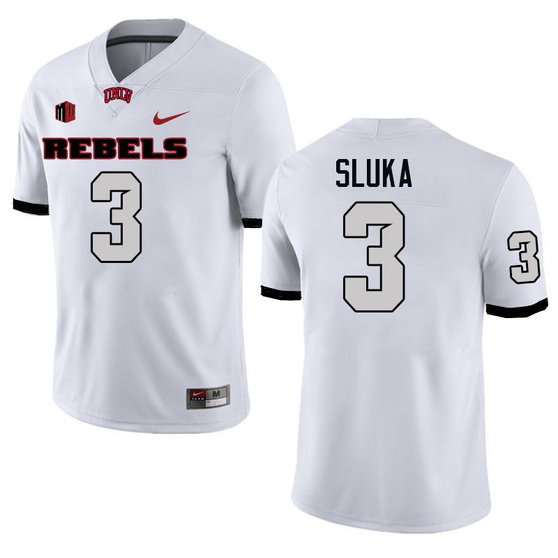 Men #3 Matthew Sluka UNLV Rebels College Football Jerseys Stitched-White